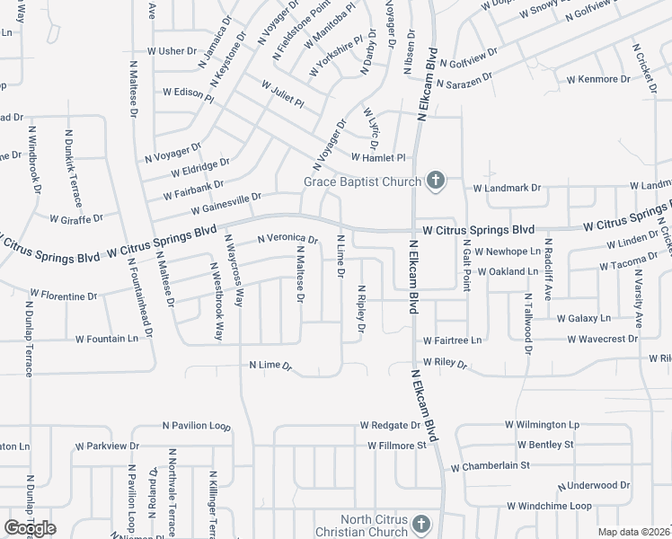 map of restaurants, bars, coffee shops, grocery stores, and more near 7179 North Veronica Drive in Citrus Springs