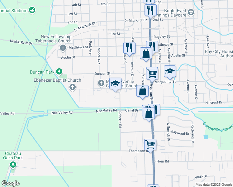 map of restaurants, bars, coffee shops, grocery stores, and more near 1212 Whitson Street in Bay City
