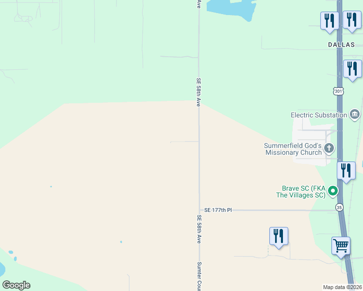 map of restaurants, bars, coffee shops, grocery stores, and more near 17362 Southeast 58th Avenue in Summerfield