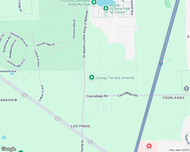 map of restaurants, bars, coffee shops, grocery stores, and more near 2052 Saragossa Avenue in DeLand