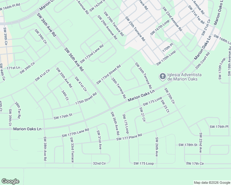 map of restaurants, bars, coffee shops, grocery stores, and more near 2925 Southwest 173rd Place Road in Ocala