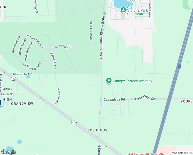map of restaurants, bars, coffee shops, grocery stores, and more near 100 Integra Dunes Circle in DeLand