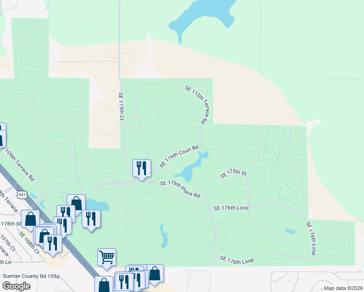 map of restaurants, bars, coffee shops, grocery stores, and more near 11838 Southeast 173rd Lane Road in Summerfield