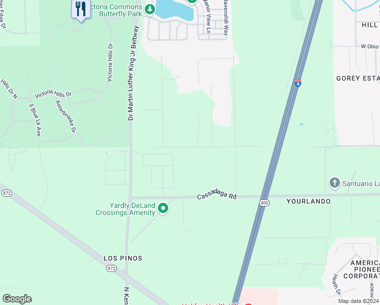 map of restaurants, bars, coffee shops, grocery stores, and more near 2131 Saragossa Avenue in DeLand