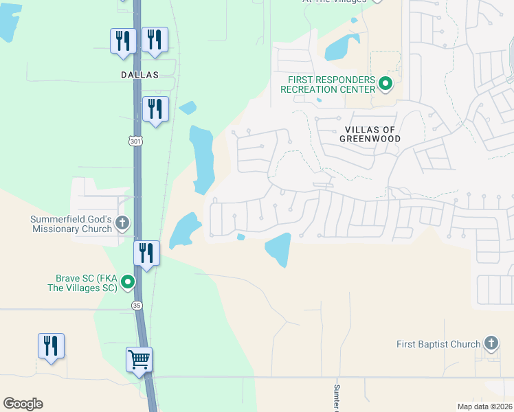 map of restaurants, bars, coffee shops, grocery stores, and more near 17391 Southeast 72nd Deer Run Avenue in The Villages