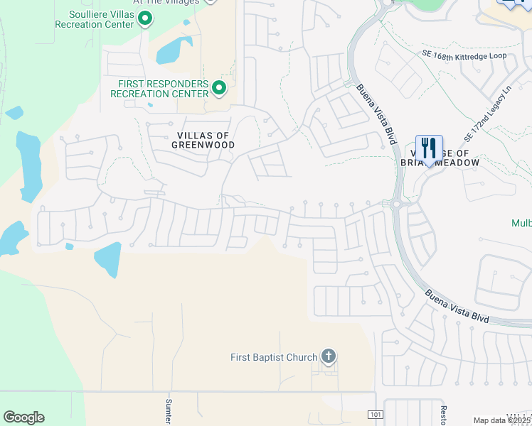 map of restaurants, bars, coffee shops, grocery stores, and more near 7841 Southeast 173rd Panorama Place in The Villages