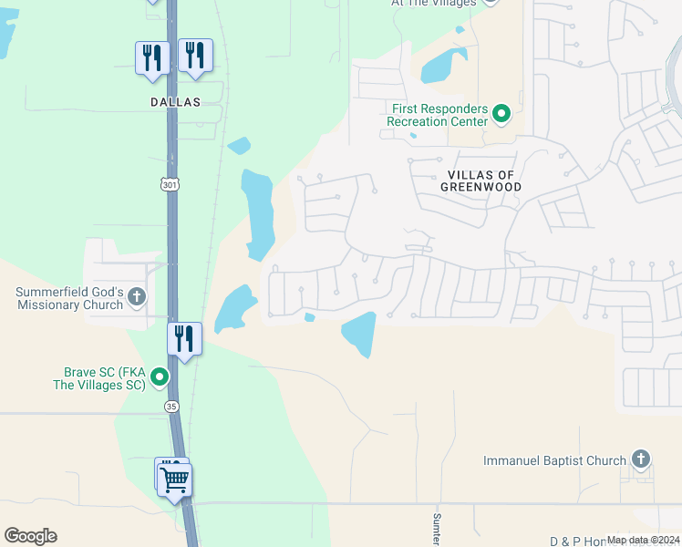map of restaurants, bars, coffee shops, grocery stores, and more near 17391 Southeast 72nd Deer Run Avenue in The Villages