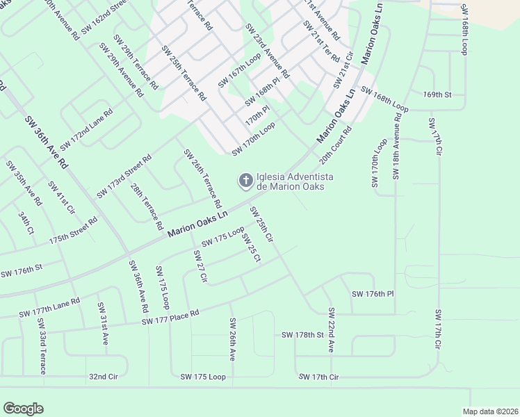 map of restaurants, bars, coffee shops, grocery stores, and more near 17339 Southwest 25th Circle in Ocala