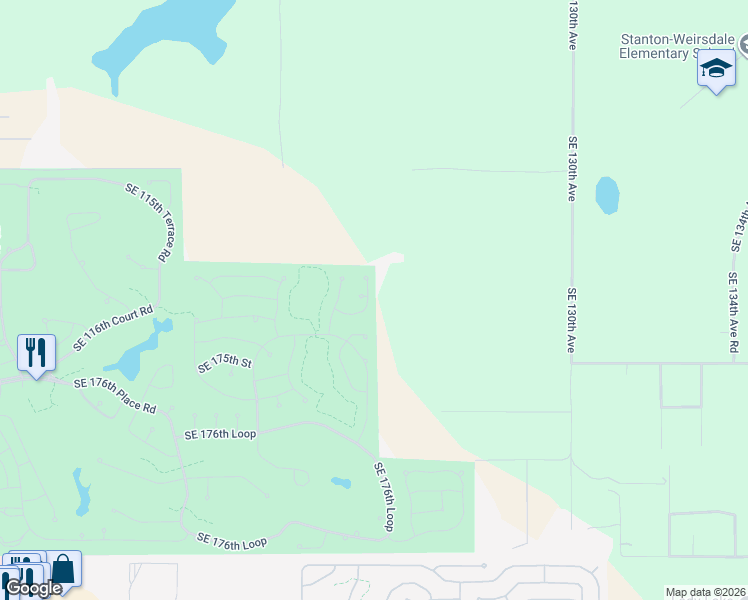 map of restaurants, bars, coffee shops, grocery stores, and more near 12449 Southeast 173rd Lane in Summerfield