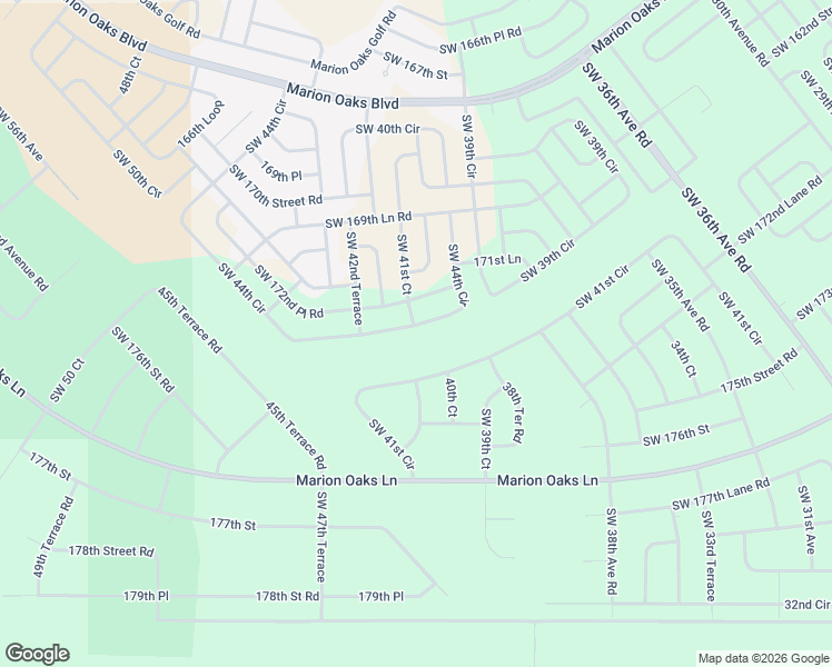 map of restaurants, bars, coffee shops, grocery stores, and more near 17196 Southwest 44th Circle in Ocala