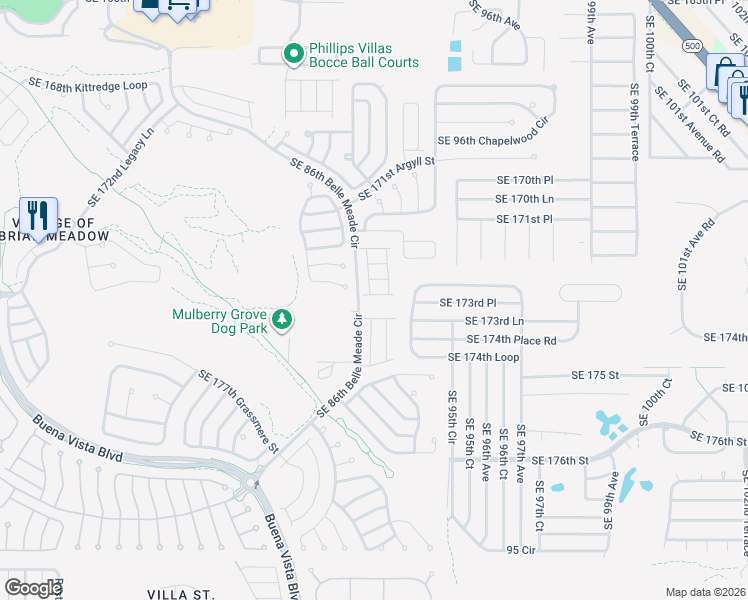map of restaurants, bars, coffee shops, grocery stores, and more near 9285 Southeast 173rd Surrey Lane in The Villages