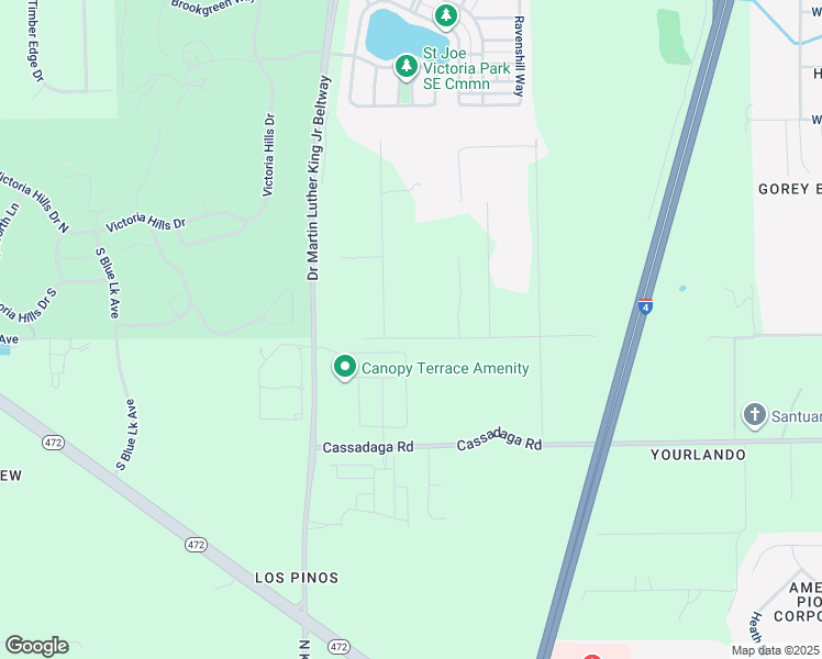 map of restaurants, bars, coffee shops, grocery stores, and more near 2052 Saragossa Avenue in DeLand