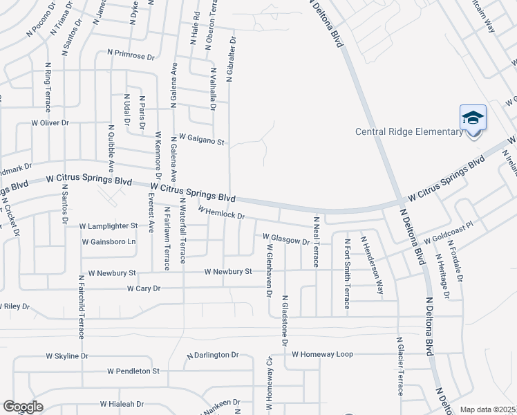 map of restaurants, bars, coffee shops, grocery stores, and more near 7428 Tamberlane Drive in Citrus Springs