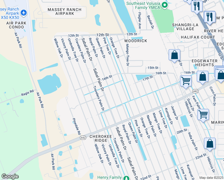 map of restaurants, bars, coffee shops, grocery stores, and more near 1631 Royal Palm Drive in Edgewater