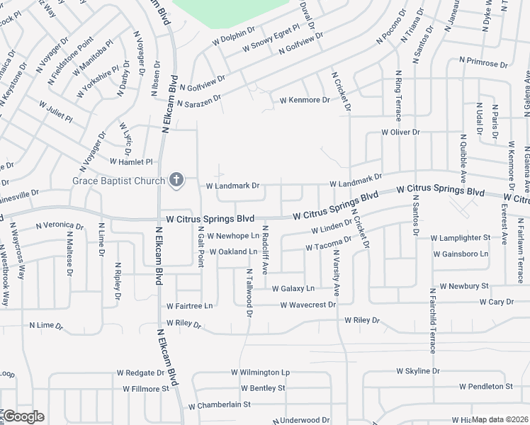 map of restaurants, bars, coffee shops, grocery stores, and more near 2334 West Elmore Way in Citrus Springs