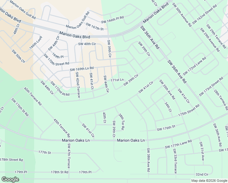 map of restaurants, bars, coffee shops, grocery stores, and more near 16920 Southwest 39th Circle in Ocala