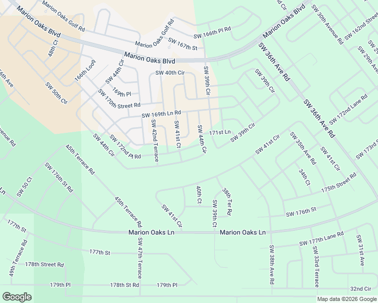 map of restaurants, bars, coffee shops, grocery stores, and more near 17210 Southwest 41st Court in Ocala