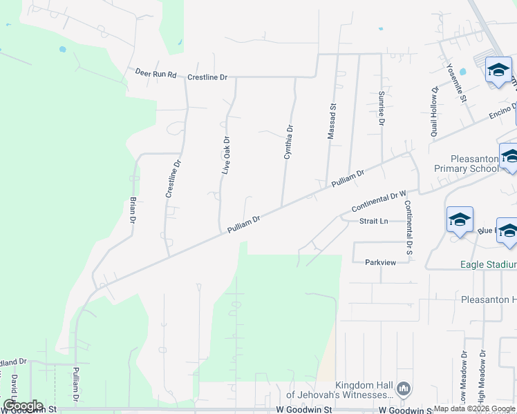 map of restaurants, bars, coffee shops, grocery stores, and more near 101 Cynthia Drive in Pleasanton