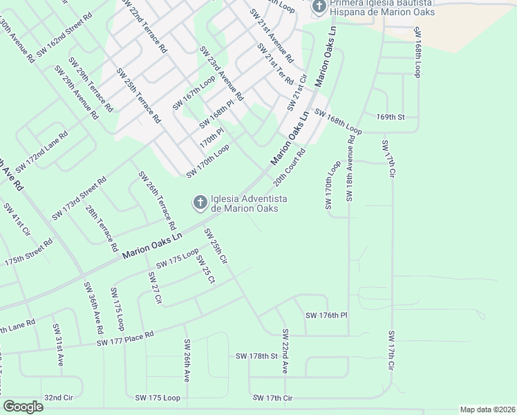 map of restaurants, bars, coffee shops, grocery stores, and more near 17259 20th Court Road in Ocala