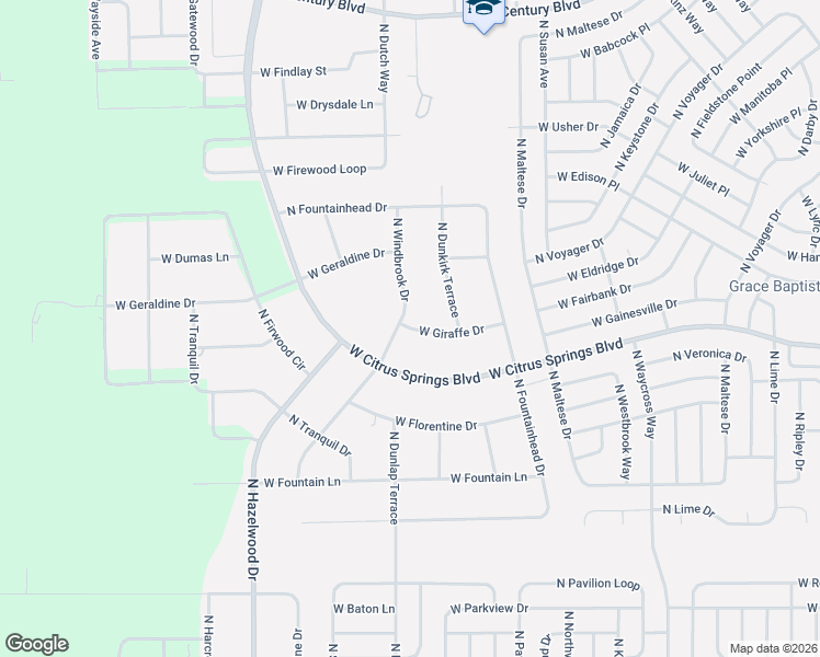 map of restaurants, bars, coffee shops, grocery stores, and more near 3741 West Giraffe Drive in Citrus Springs