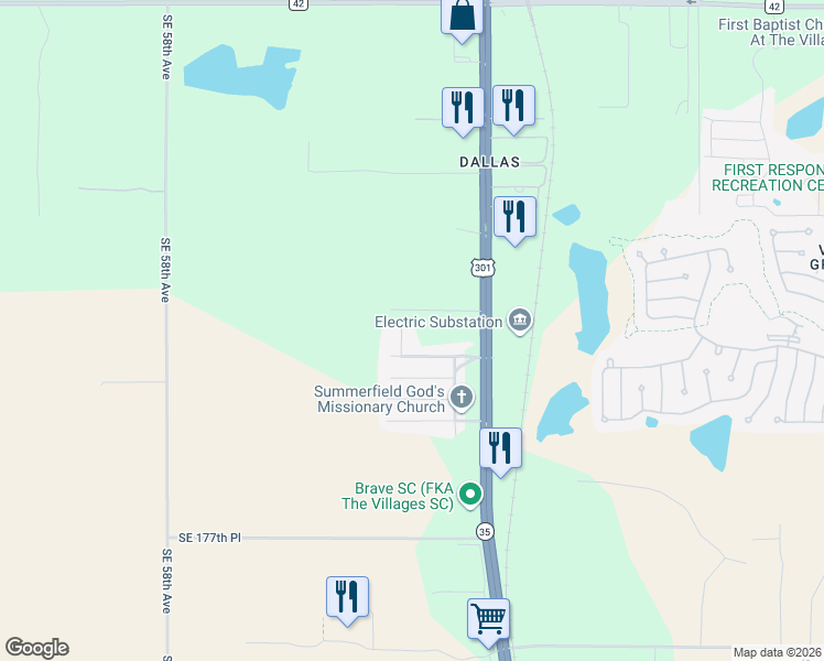 map of restaurants, bars, coffee shops, grocery stores, and more near 17265 Southeast 64th Terrace in Summerfield