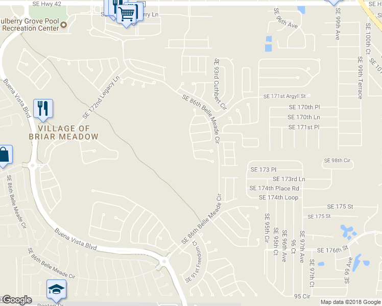 map of restaurants, bars, coffee shops, grocery stores, and more near 17250 Southeast 91st Lee Avenue in The Villages