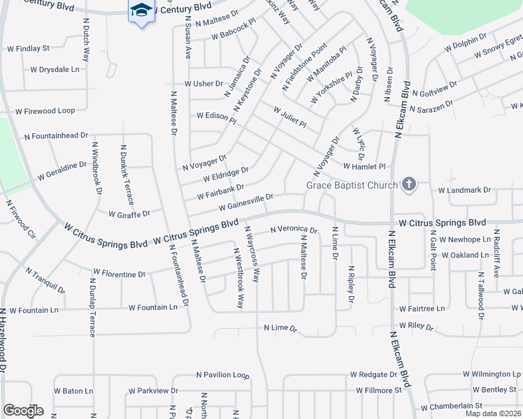 map of restaurants, bars, coffee shops, grocery stores, and more near 7411 North Sable Terrace in Citrus Springs
