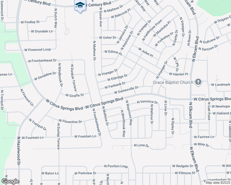 map of restaurants, bars, coffee shops, grocery stores, and more near 3296 West Gainesville Drive in Citrus Springs
