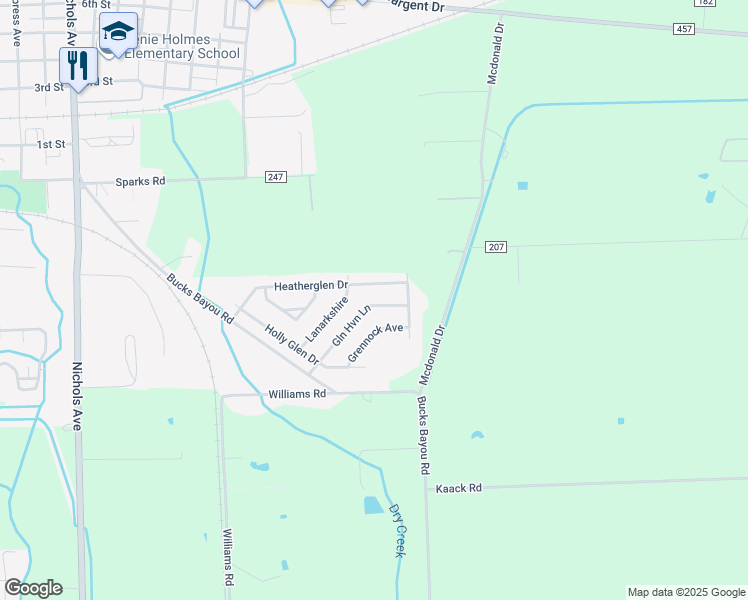 map of restaurants, bars, coffee shops, grocery stores, and more near 3457 Glen Haven Drive in Bay City