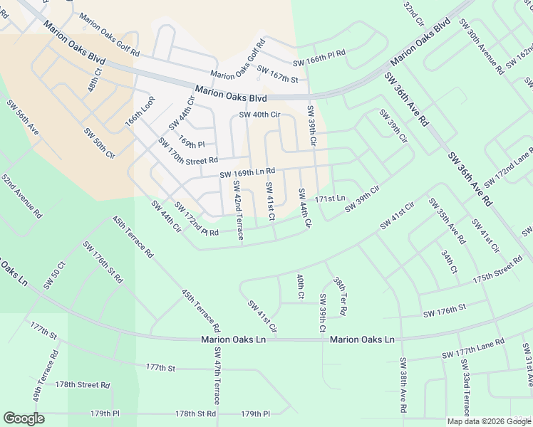 map of restaurants, bars, coffee shops, grocery stores, and more near 17210 Southwest 41st Court in Ocala