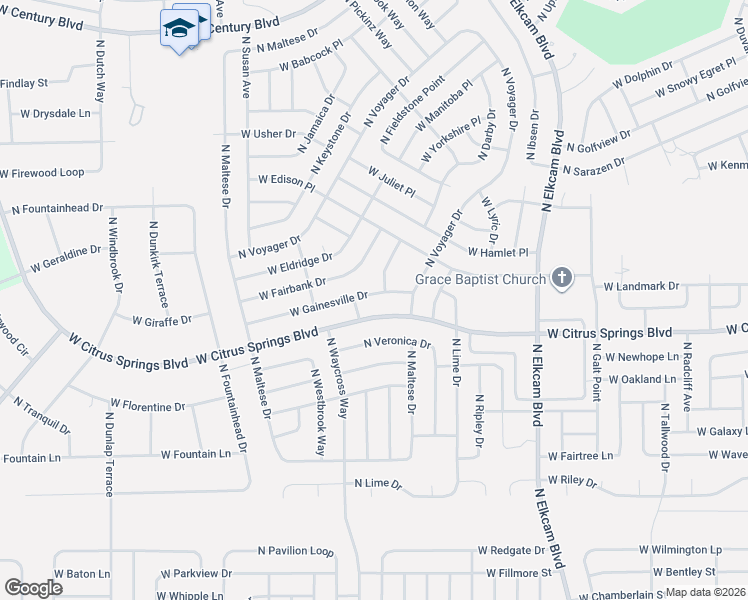 map of restaurants, bars, coffee shops, grocery stores, and more near 7411 North Sable Terrace in Citrus Springs