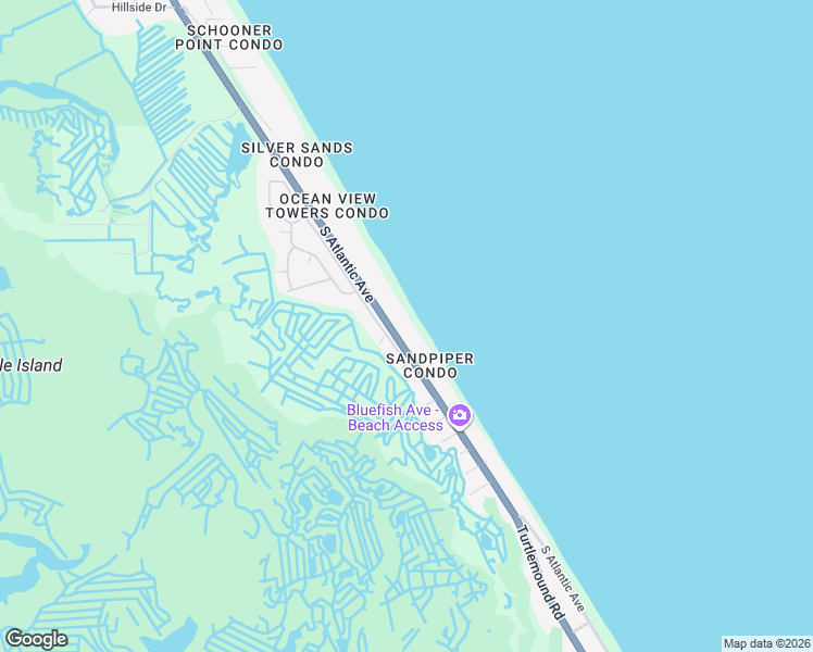 map of restaurants, bars, coffee shops, grocery stores, and more near 5499 South Atlantic Avenue in New Smyrna Beach