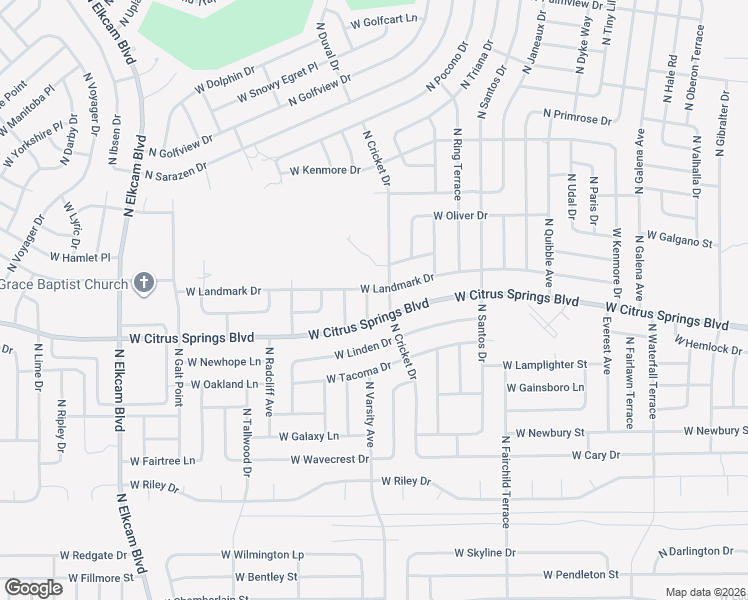 map of restaurants, bars, coffee shops, grocery stores, and more near 2021 West Landmark Drive in Citrus Springs