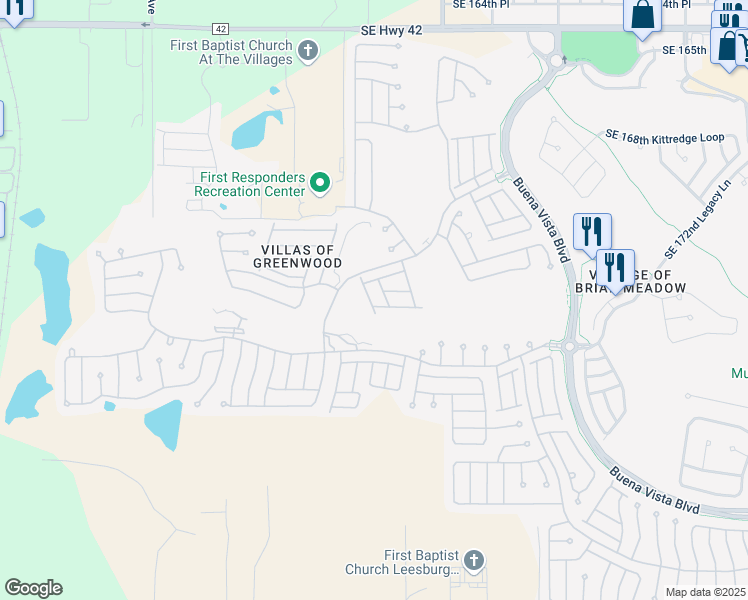 map of restaurants, bars, coffee shops, grocery stores, and more near 17151 Southeast 78th Crowfield Avenue in The Villages