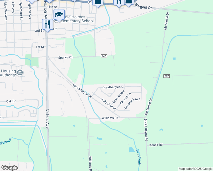 map of restaurants, bars, coffee shops, grocery stores, and more near 3905 Heatherglen Drive in Bay City