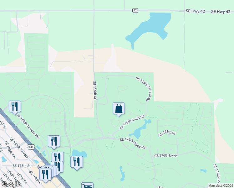 map of restaurants, bars, coffee shops, grocery stores, and more near 17146 Southeast 117th Circle in Summerfield