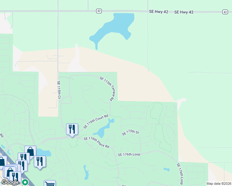 map of restaurants, bars, coffee shops, grocery stores, and more near 17155 Southeast 116th Court Road in Summerfield