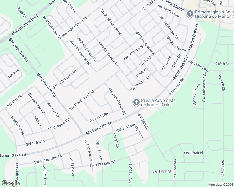 map of restaurants, bars, coffee shops, grocery stores, and more near 17357 Southwest 26th Terrace Road in Ocala