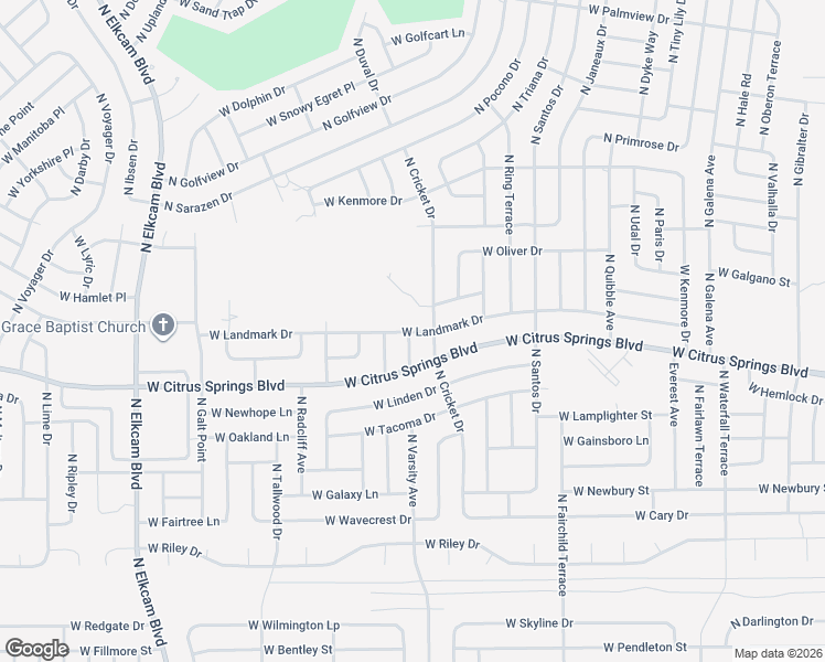 map of restaurants, bars, coffee shops, grocery stores, and more near 2021 West Landmark Drive in Citrus Springs