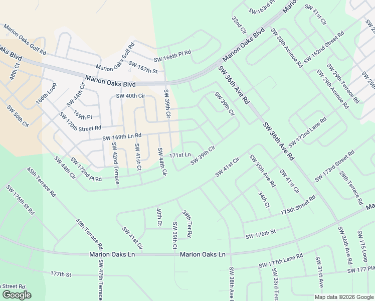 map of restaurants, bars, coffee shops, grocery stores, and more near 3883 171st Lane in Ocala