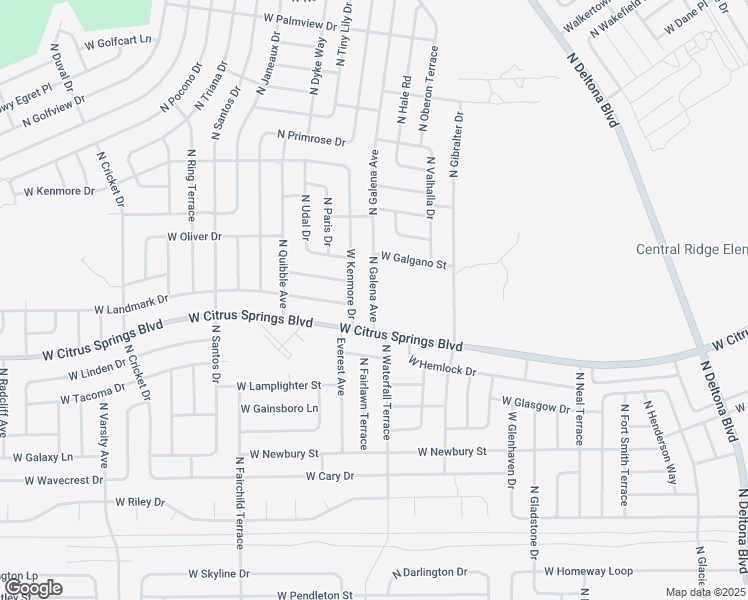 map of restaurants, bars, coffee shops, grocery stores, and more near 7485 North Galena Avenue in Citrus Springs