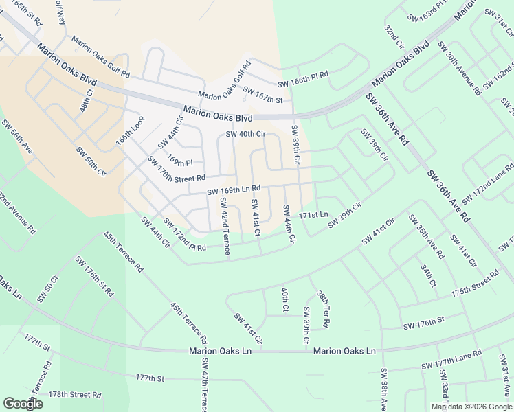 map of restaurants, bars, coffee shops, grocery stores, and more near 17130 Southwest 41st Court in Ocala