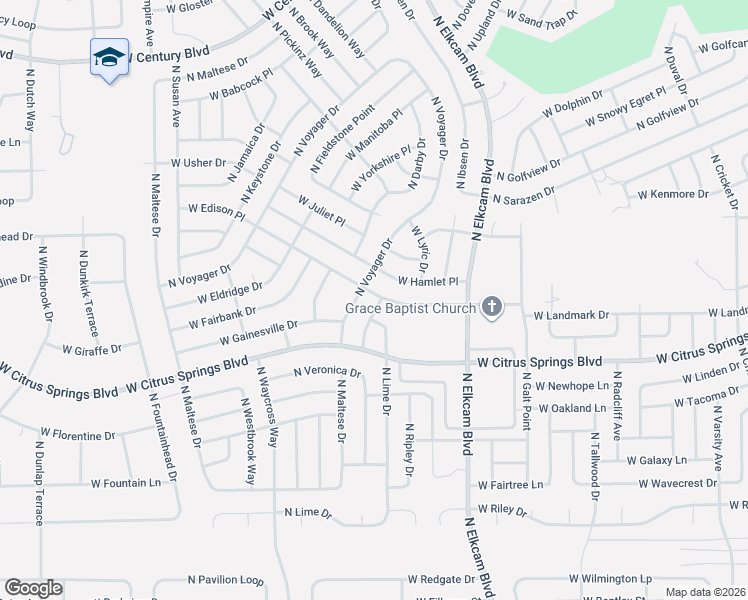 map of restaurants, bars, coffee shops, grocery stores, and more near 7492 Kenway Drive in Citrus Springs