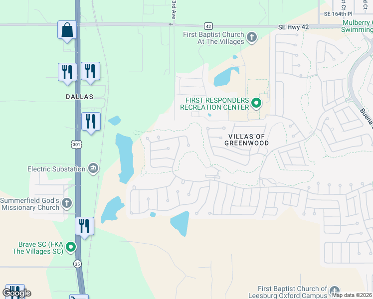 map of restaurants, bars, coffee shops, grocery stores, and more near 7103 Southeast 172nd Hazelwood Loop in The Villages