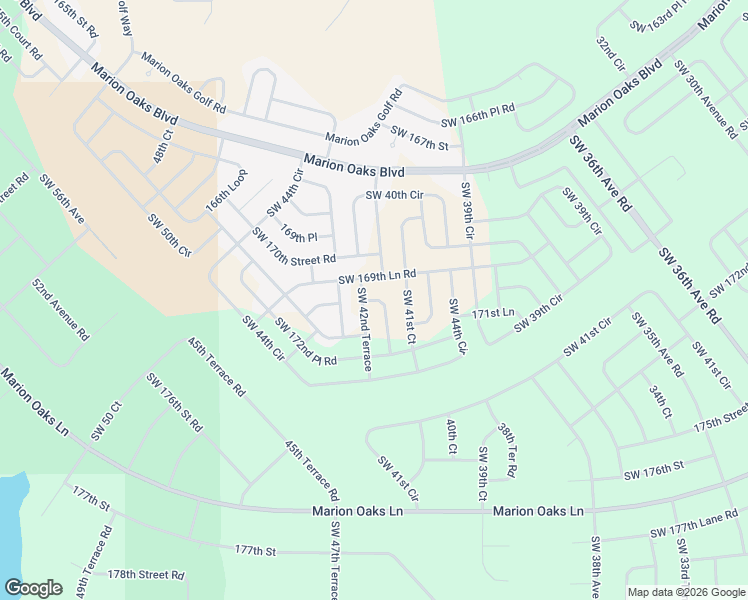 map of restaurants, bars, coffee shops, grocery stores, and more near Southwest 42nd Court in Ocala