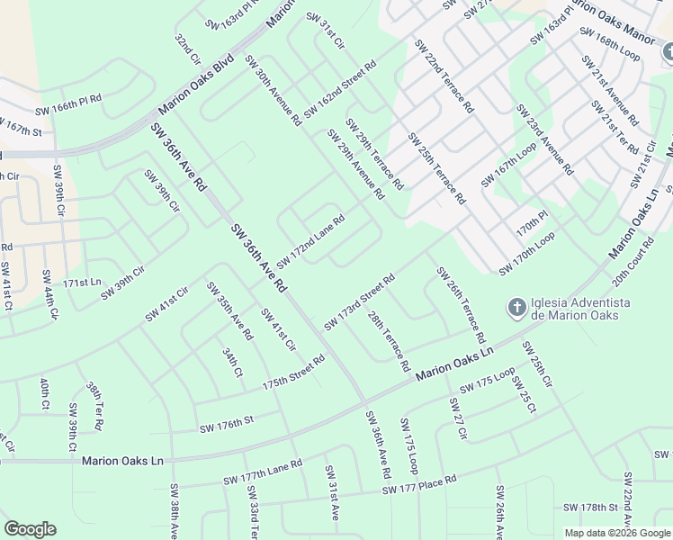 map of restaurants, bars, coffee shops, grocery stores, and more near Southwest 30th Avenue Road in Ocala