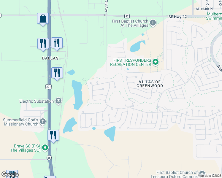 map of restaurants, bars, coffee shops, grocery stores, and more near 7103 Southeast 172nd Hazelwood Loop in The Villages