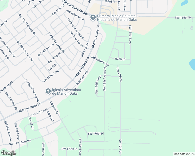 map of restaurants, bars, coffee shops, grocery stores, and more near 1919 Southwest 170th Loop in Ocala
