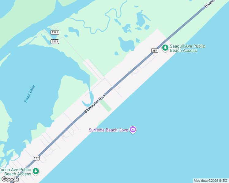 map of restaurants, bars, coffee shops, grocery stores, and more near 2210 Bluewater Highway in Surfside Beach