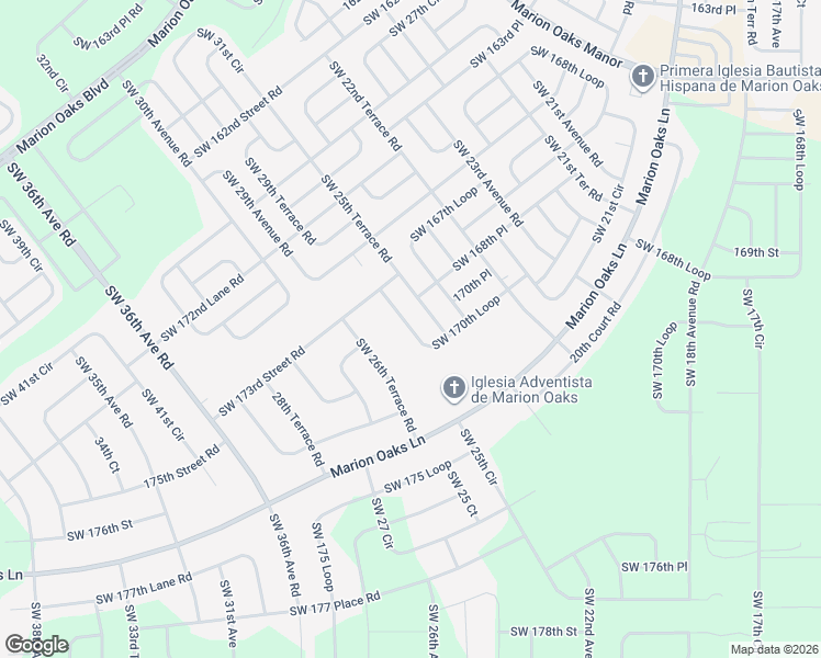 map of restaurants, bars, coffee shops, grocery stores, and more near 2470 Southwest 170th Loop in Ocala